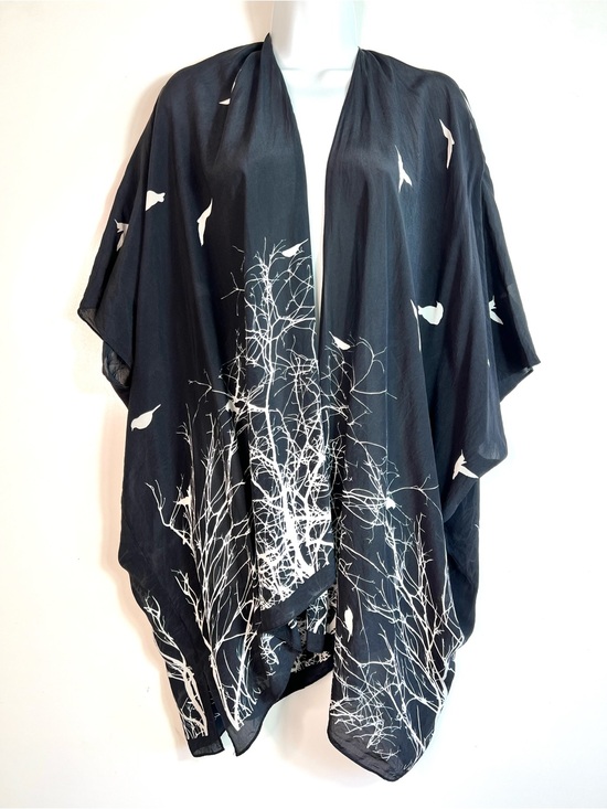 Cocoon House Accessories - Cocoon House Silk Handmade Kimono Wrap Bird Print